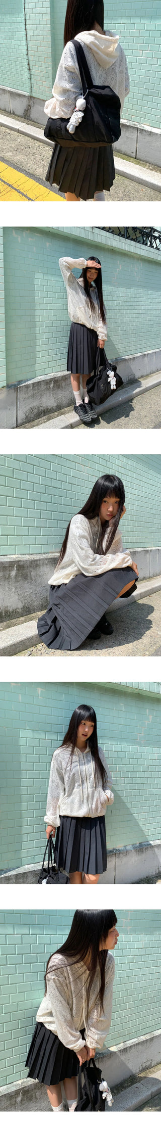 Lecha pleated midi wide skirt