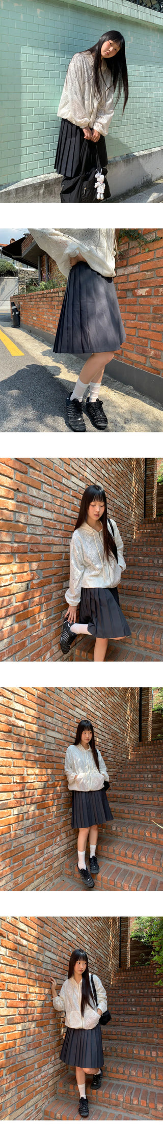 Lecha pleated midi wide skirt