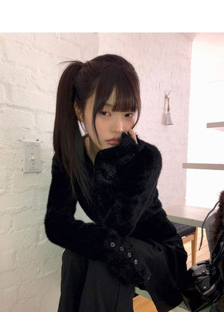 Rodan Angora Round Neck Fur Cardigan