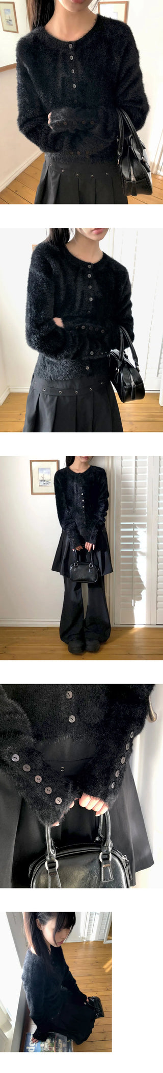Rodan Angora Round Neck Fur Cardigan