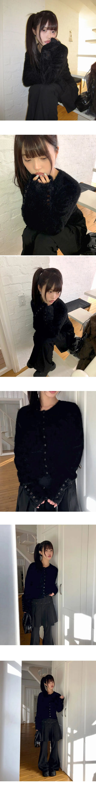 Rodan Angora Round Neck Fur Cardigan