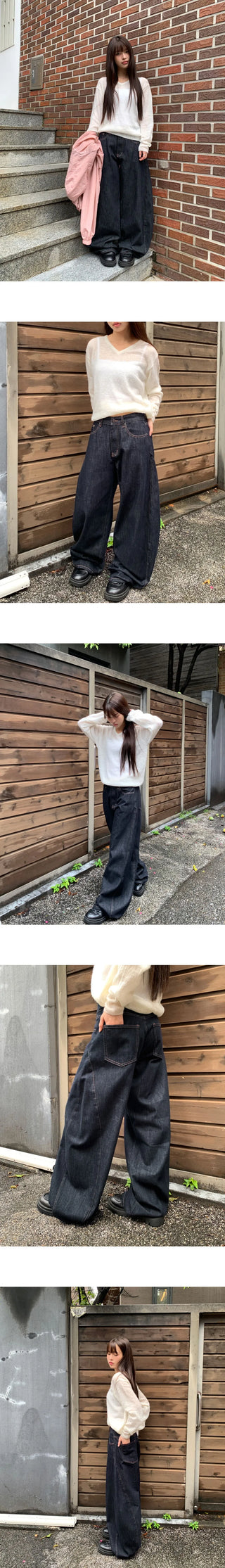 Rude Raw denim stitch balloon fit wide long pants
