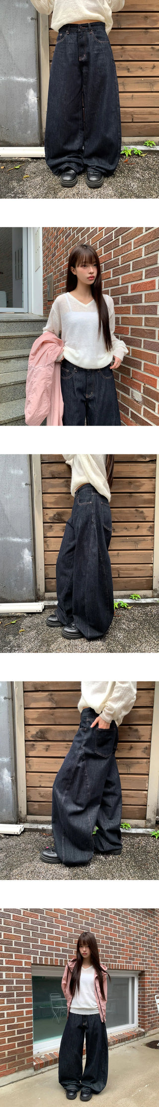 Rude Raw denim stitch balloon fit wide long pants