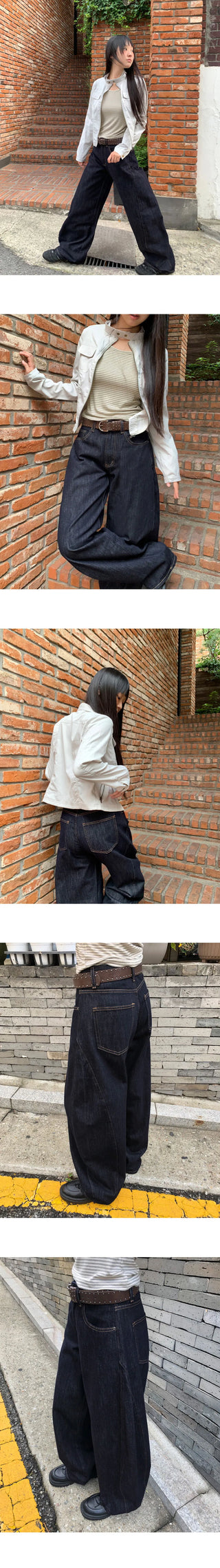 Rude Raw denim stitch balloon fit wide long pants