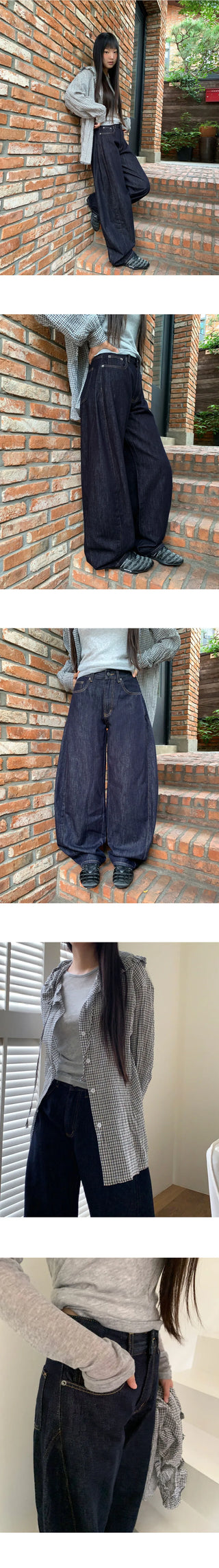 Rude Raw denim stitch balloon fit wide long pants