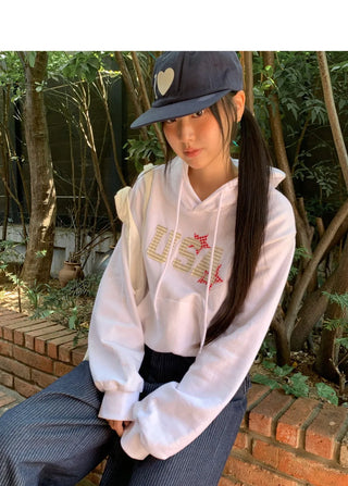 Sufi USA Star Patch Long Sleeve Hooded Sweatshirt