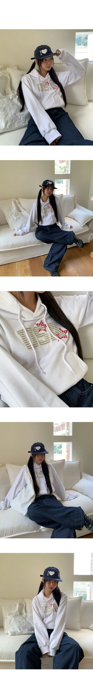 Sufi USA Star Patch Long Sleeve Hooded Sweatshirt