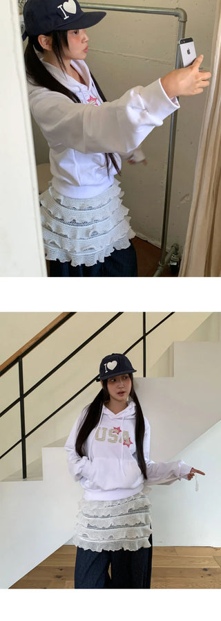 Sufi USA Star Patch Long Sleeve Hooded Sweatshirt