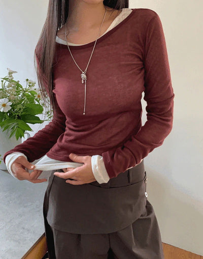 Lely See-Through Round Neck Long Sleeve T-Shirt