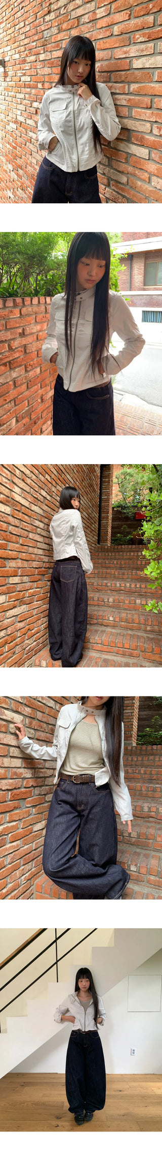 Muhi Nokara Neck Strap Two-Button Two-Pocket Crop Jacket