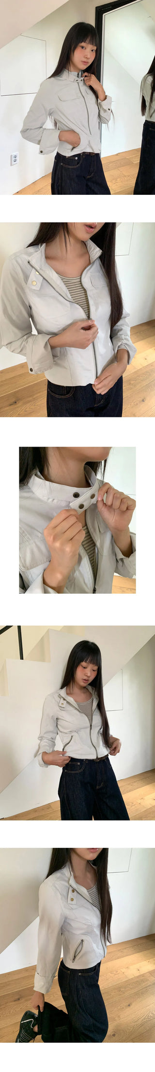 Muhi Nokara Neck Strap Two-Button Two-Pocket Crop Jacket