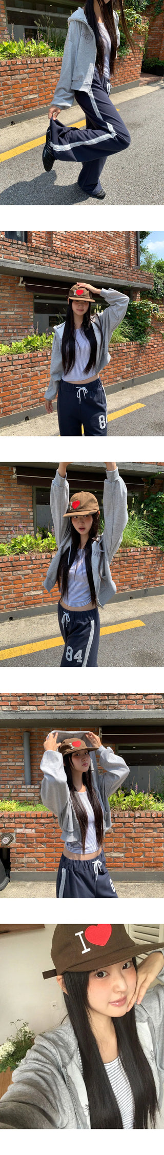 Earring Two-Way Lettering Pocket Long Sleeve Hooded Zip-Up