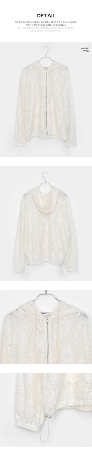 Deki Flower Punching Long Sleeve Hooded Zip-Up