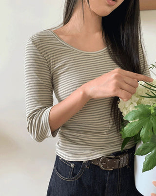 Enne Stripe 7/8 Sleeve T-Shirt