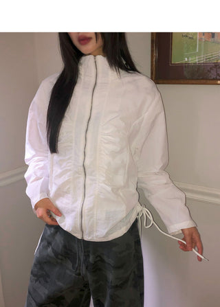Puhi Ribbon Shirring Windbreaker Zip-up