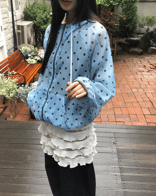Woone See-Through Dot Windbreaker Hoodie