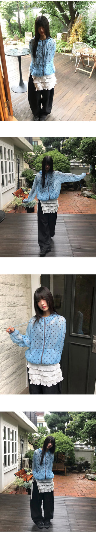 Woone See-Through Dot Windbreaker Hoodie