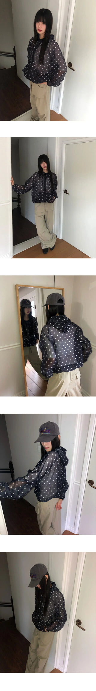 Woone See-Through Dot Windbreaker Hoodie
