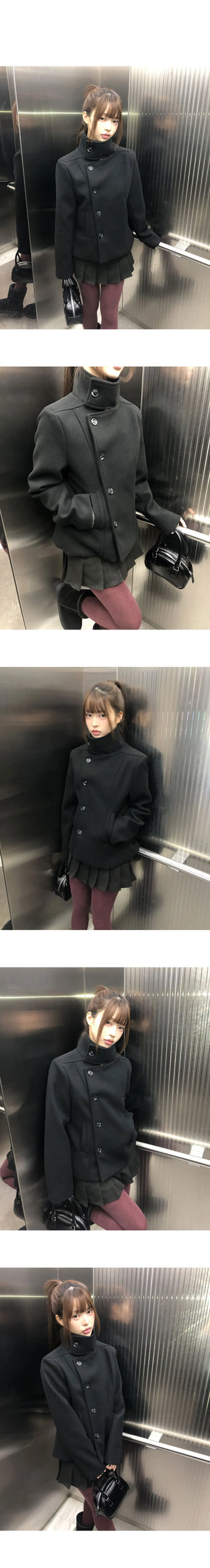 Yuha double high-neck wool coat