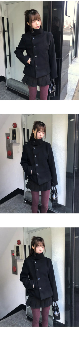 Yuha double high-neck wool coat