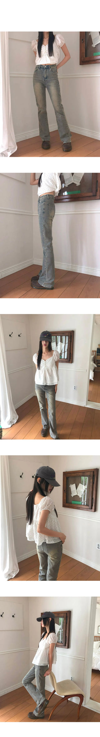 Cose Spandex Flared Denim Long Pants