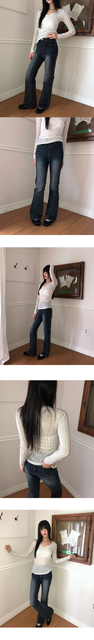 Cose Spandex Flared Denim Long Pants