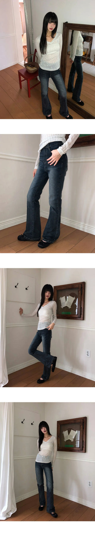 Cose Spandex Flared Denim Long Pants