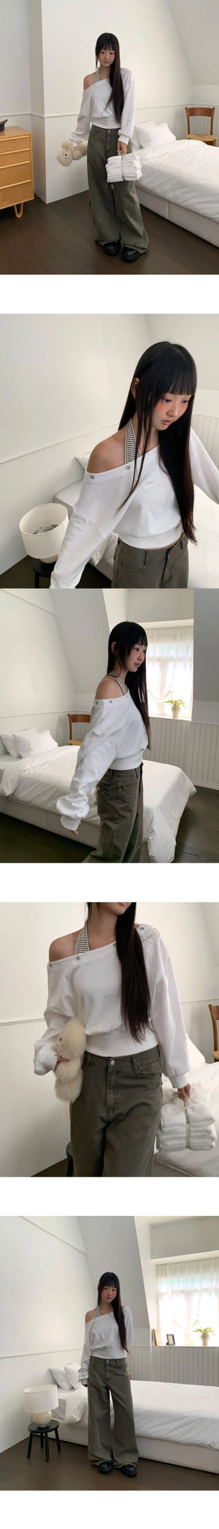 Holdit Eyelet One-Off Shoulder Long Sleeve Sweatshirt