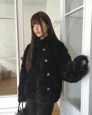 Lour High Neck Vintage Fur Jacket