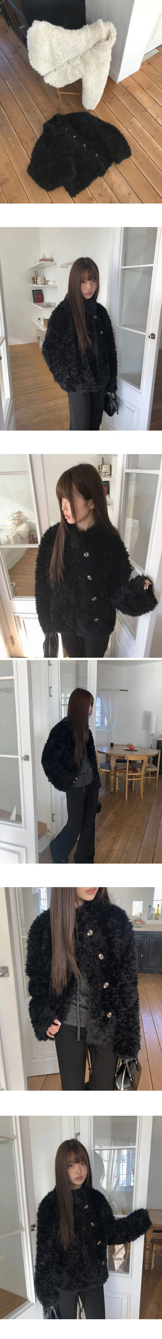Lour High Neck Vintage Fur Jacket