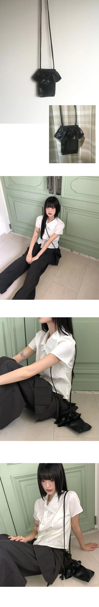 Gyuling Rose Leather Faux Leather Crossbody Bag