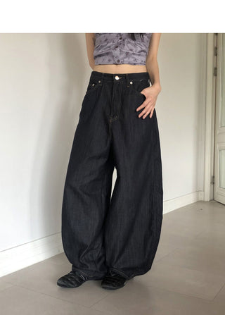 Onni embroidered balloon wide denim long pants