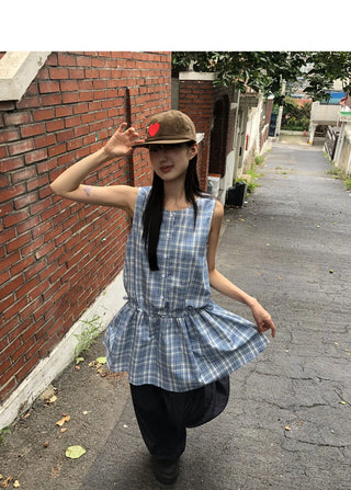 Venice Strap Sleeveless Check Mini Dress