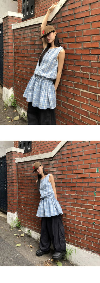 Venice Strap Sleeveless Check Mini Dress