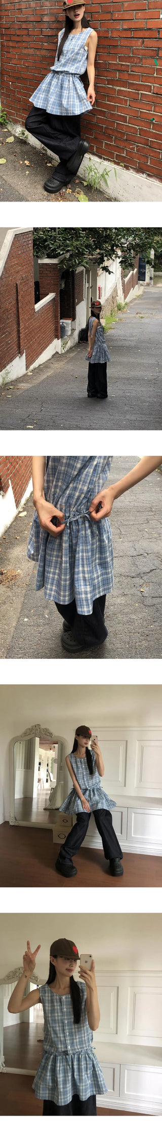 Venice Strap Sleeveless Check Mini Dress