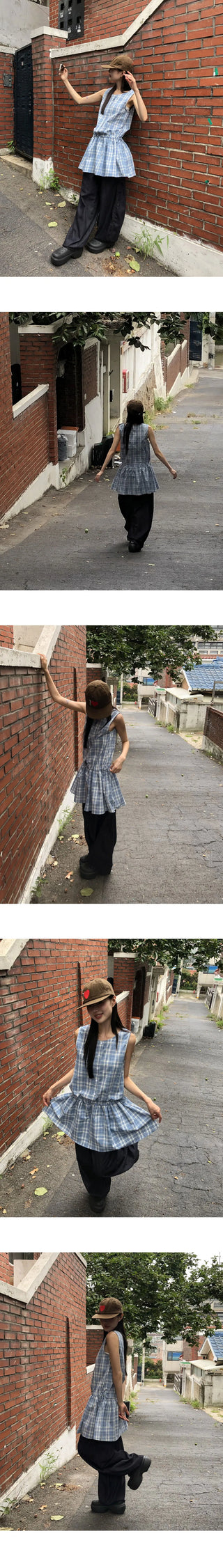 Venice Strap Sleeveless Check Mini Dress