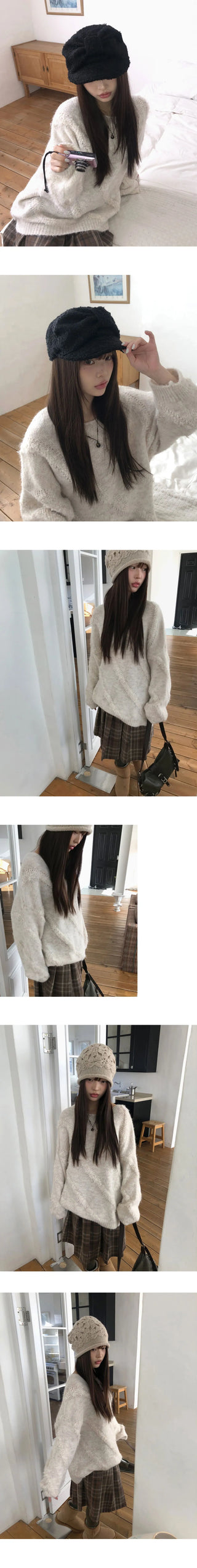 Nahi Boucle Loose Round Neck Knitwear