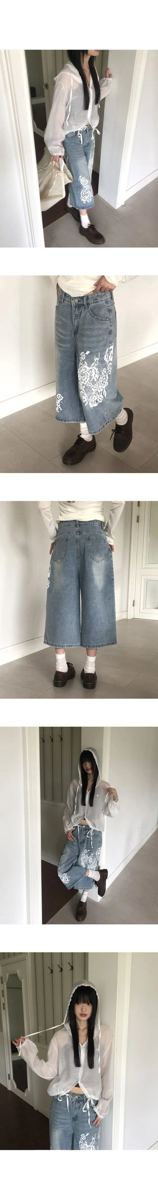 Davin printed denim Faded Bermuda pants