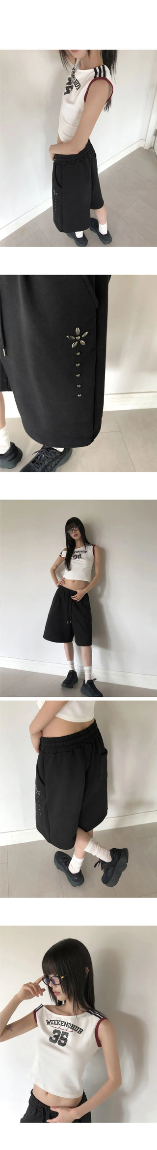 Scent You Studded Pintuck Banding Bermuda Training Pants