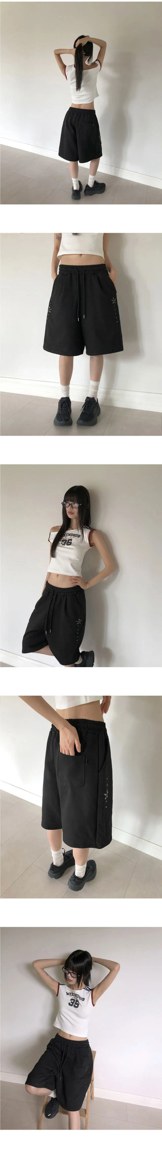 Scent You Studded Pintuck Banding Bermuda Training Pants