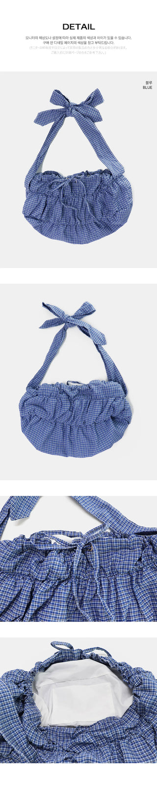 Toring Check Shirring Ribbon Shoulder Crossbody Bag