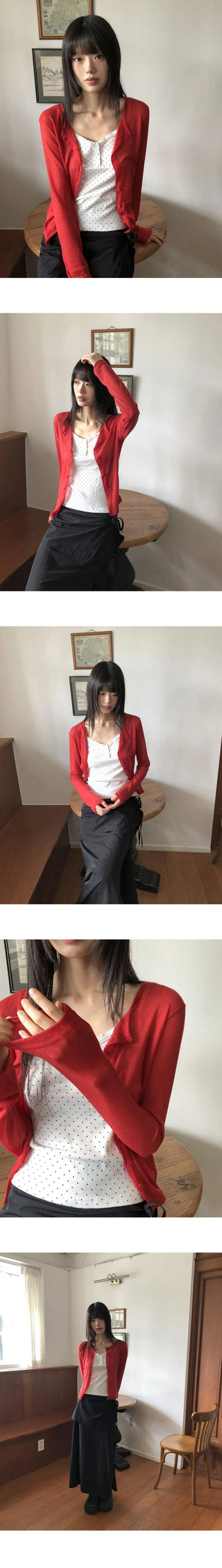 Any see- Ribbed long-sleeved cardigan