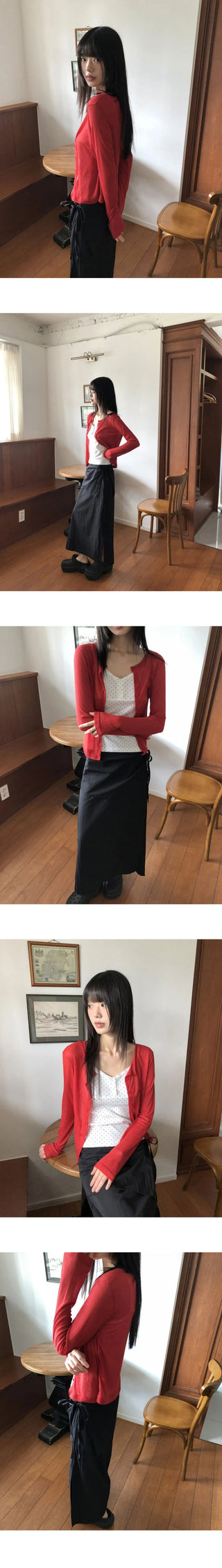 Any see- Ribbed long-sleeved cardigan