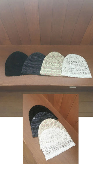 Molty Stripe Punching Mesh See-Through Beanie