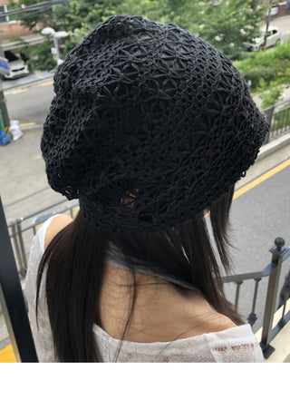 Molty Stripe Punching Mesh See-Through Beanie