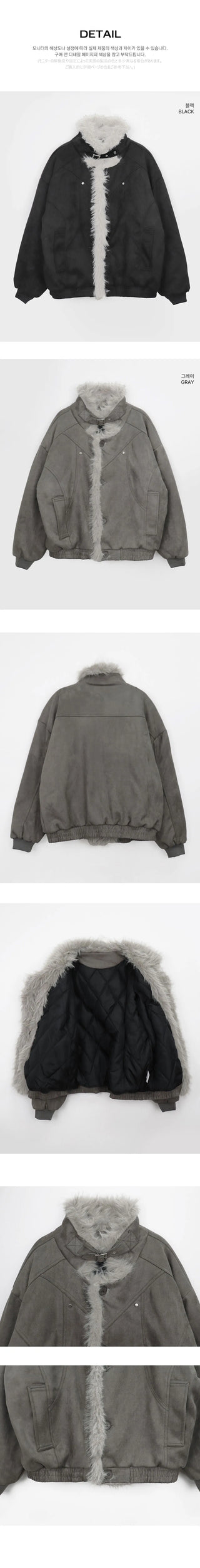 Den High Neck Quilted Fur Suede Shearling Jacket