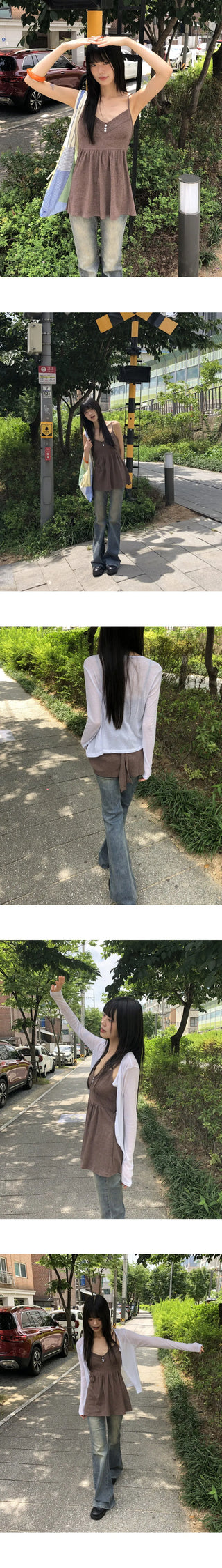 Sella Heart Neck Button Sleeveless Mini Dress