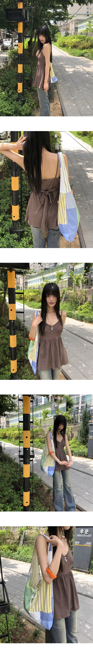 Sella Heart Neck Button Sleeveless Mini Dress