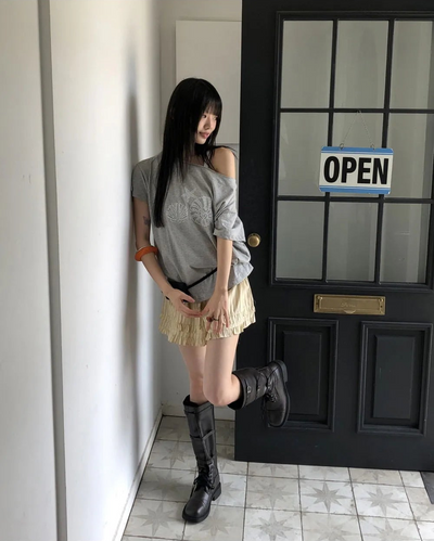 Ute Stripe Frill Cancan Banding Shorts