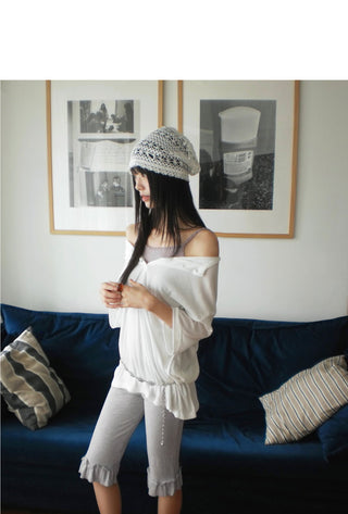 Jabel Ribbed Frill Capri Pants